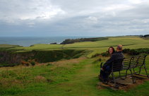 It's quite windy at this observation bench, close to Dunnotar Castle, Scorland